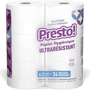 Alternative view of Presto! 308-Sheet Mega Roll Toilet Paper, Ultra-Strong, 6 Count (Pack of 4), 24 Count = 96 Regular Rolls