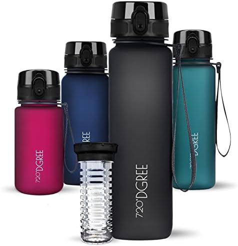720°Dgree water bottle uberBottle + fruit container – 1 litre – BPA-free – Lightweight, sustainable., black, 1000ml