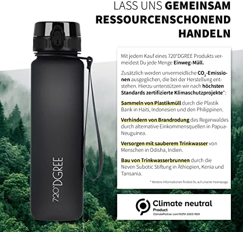 720°Dgree water bottle uberBottle + fruit container – 1 litre – BPA-free – Lightweight, sustainable., black, 1000ml - Image 3