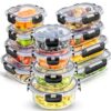 JoyJolt JoyFul 24pc Borosilicate Glass Storage Containers with Lids. 12 Airtight, Freezer Safe Food Storage Containers, Pantry Kitchen Storage Containers