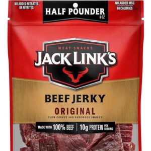 ack Link's Beef Jerky, Original, Half Pounder Large Jerky Bag - Flavorful Meat Snack, Ready to Eat Protein Snacks with 10g of Protein per Serving, Made with 100% Beef