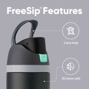 Alternative view of Owala FreeSip Insulated Stainless Steel Water Bottle with Straw - 24oz (710ml) Black/Gray Sports Bottle for Travel, School & Gym - BPA-Free Leak Proof - Foggy Tide Color