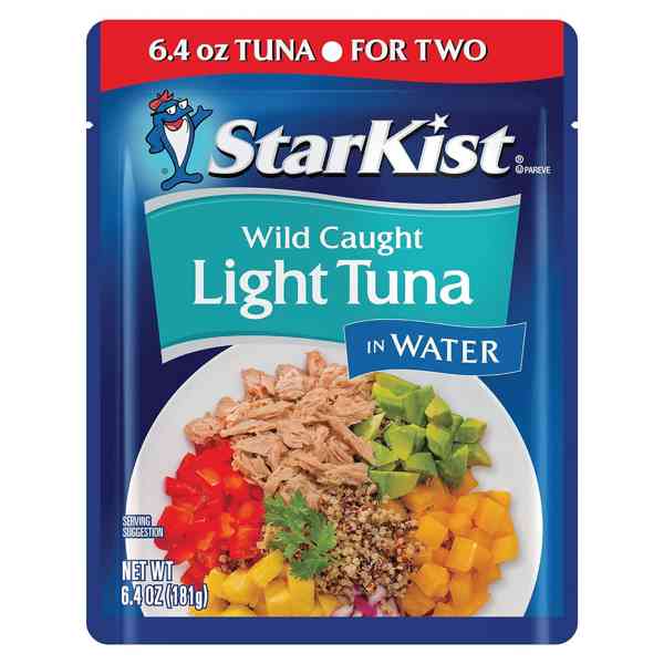 StarKist Chunk Light Tuna in Water, 6.4 oz Pouch (12 Pack) Ready to Eat Wild Caught Tuna, 19g Protein Per Serving, 80 Calories Per Serving, Gluten Free, Soy Free, Kosher, Perfect for Meals and Snacks - Image 4