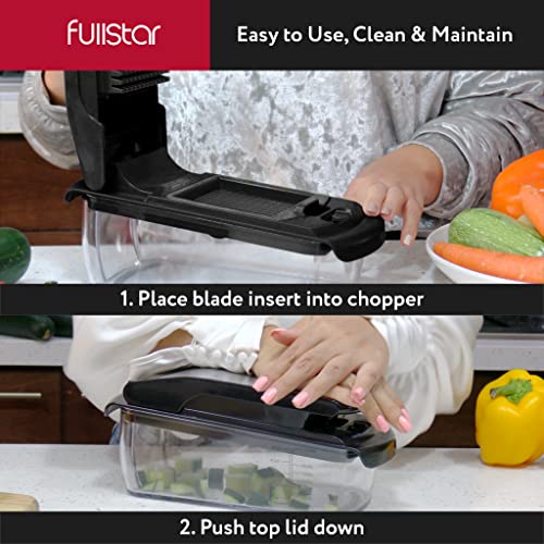 Fullstar Vegetable Chopper - Spiralizer Vegetable Slicer - Onion Chopper with Container - Pro Food Chopper - Slicer Dicer Cutter - (9 in 1, Black) - Image 3