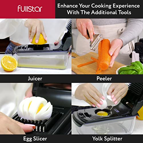 Fullstar Vegetable Chopper - Spiralizer Vegetable Slicer - Onion Chopper with Container - Pro Food Chopper - Slicer Dicer Cutter - (9 in 1, Black) - Image 4