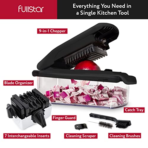 Fullstar Vegetable Chopper - Spiralizer Vegetable Slicer - Onion Chopper with Container - Pro Food Chopper - Slicer Dicer Cutter - (9 in 1, Black) - Image 6